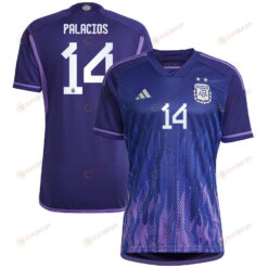 Argentina National Team 2022-23 Qatar World Cup Exequiel Palacios 14 Away Women Jersey - Dark Blue & Light Purple