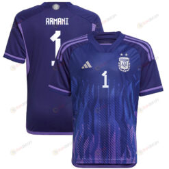 Argentina National Team 2022-23 Qatar World Cup Franco Armani 1 Away Youth Jersey - Dark Blue & Light Purple
