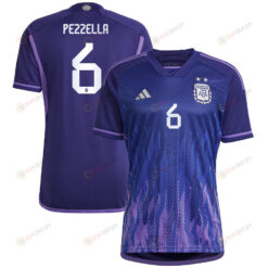 Argentina National Team 2022-23 Qatar World Cup German Pezzella 6 Away Women Jersey - Dark Blue & Light Purple