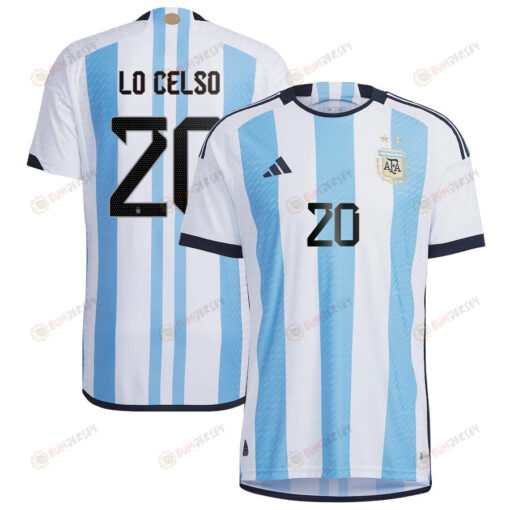 Argentina National Team 2022-23 Qatar World Cup Giovani Lo Celso 20 White Home Men Jersey - New