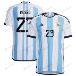 Argentina National Team 2022-23 Qatar World Cup Juan Musso 23 White Home Men Jersey - New