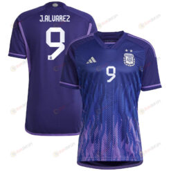 Argentina National Team 2022-23 Qatar World Cup Julian Alvarez 9 Away Women Jersey - Dark Blue & Light Purple