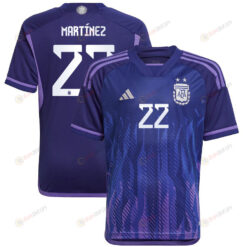 Argentina National Team 2022-23 Qatar World Cup Lautaro Martinez 22 Away Youth Jersey - Dark Blue & Light Purple