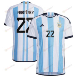 Argentina National Team 2022-23 Qatar World Cup Lautaro Martinez 22 White Home Men Jersey - New