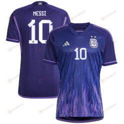 Argentina National Team 2022-23 Qatar World Cup Lionel Messi 10 Away Women Jersey - Dark Blue & Light Purple