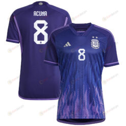 Argentina National Team 2022-23 Qatar World Cup Marcos Acuna 8 Away Women Jersey - Dark Blue & Light Purple