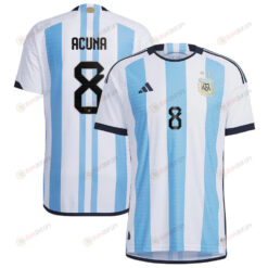 Argentina National Team 2022-23 Qatar World Cup Marcos Acuna 8 White Home Men Jersey - New