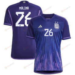 Argentina National Team 2022-23 Qatar World Cup Nahuel Molina 26 Away Women Jersey - Dark Blue & Light Purple