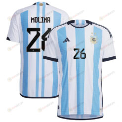 Argentina National Team 2022-23 Qatar World Cup Nahuel Molina 26 White Home Men Jersey - New