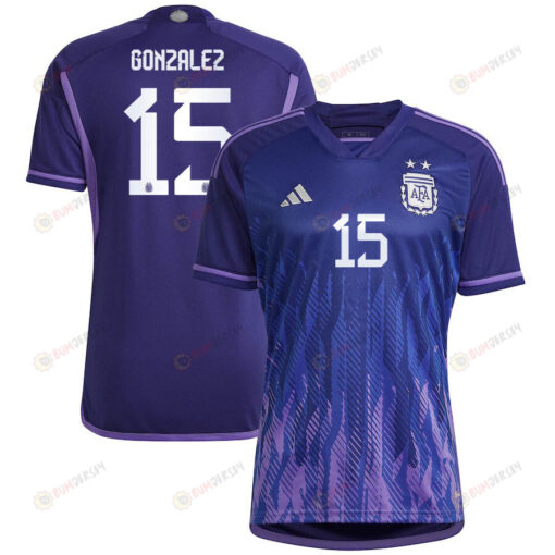 Argentina National Team 2022-23 Qatar World Cup Nicolas Gonzalez 15 Away Women Jersey - Dark Blue & Light Purple