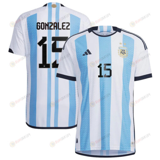 Argentina National Team 2022-23 Qatar World Cup Nicolas Gonzalez 15 White Home Men Jersey - New