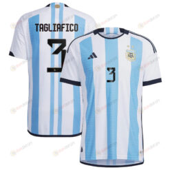 Argentina National Team 2022-23 Qatar World Cup Nicolas Tagliafico 3 White Home Men Jersey - New