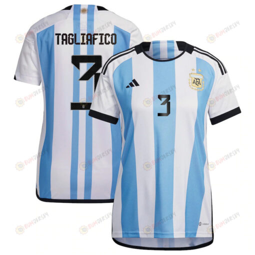 Argentina National Team 2022-23 Qatar World Cup Nicol?s Tagliafico 3 Home Women Jersey