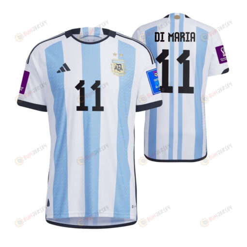 Argentina National Team 2022-23 Qatar World Cup Patch Di Maria 11 Home Men Jersey