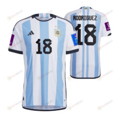 Argentina National Team 2022-23 Qatar World Cup Patch Guido Rodriguez 18 Home Men Jersey