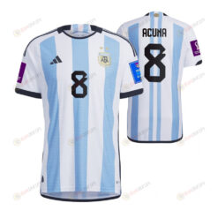 Argentina National Team 2022-23 Qatar World Cup Patch Marcos Acuna 8 Home Men Jersey