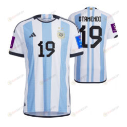 Argentina National Team 2022-23 Qatar World Cup Patch Nicolas Otamendi 19 Home Men Jersey