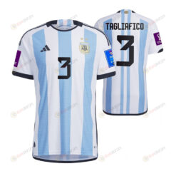 Argentina National Team 2022-23 Qatar World Cup Patch Nicolas Tagliafico 3 Home Men Jersey