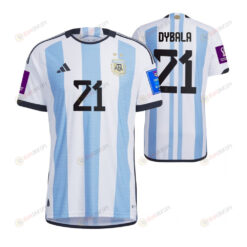 Argentina National Team 2022-23 Qatar World Cup Patch Paulo Dybala 21 Home Men Jersey