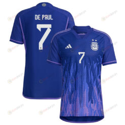 Argentina National Team 2022-23 Qatar World Cup Rodrigo De Paul 7 Away Men Jersey