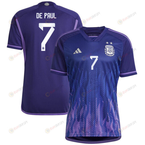 Argentina National Team 2022-23 Qatar World Cup Rodrigo De Paul 7 Away Women Jersey - Dark Blue & Light Purple