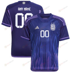 Argentina National Team 2022 Qatar World Cup Custom 00 Away Youth Jersey - Dark Blue & Light Purple