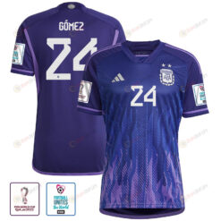 Argentina National Team FIFA World Cup Qatar 2022 Patch Alejandro G?mez 24 Away Women Jersey