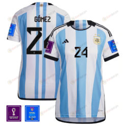 Argentina National Team FIFA World Cup Qatar 2022 Patch Alejandro G?mez 24 Home Women Jersey