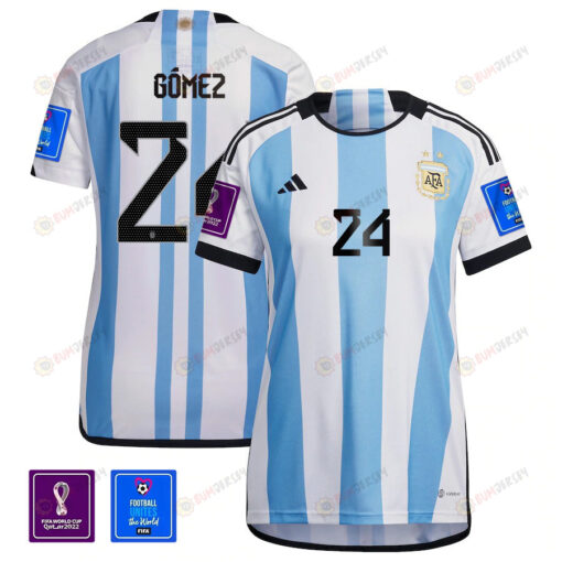 Argentina National Team FIFA World Cup Qatar 2022 Patch Alejandro G?mez 24 Home Women Jersey