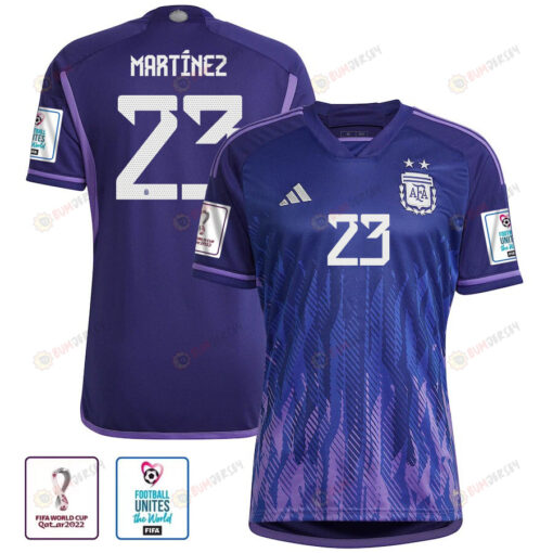 Argentina National Team FIFA World Cup Qatar 2022 Patch Emiliano Mart?nez 23 Away Women Jersey