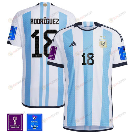 Argentina National Team FIFA World Cup Qatar 2022 Patch Guido Rodr?guez 18 Home Men Jersey