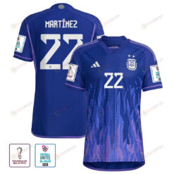 Argentina National Team FIFA World Cup Qatar 2022 Patch Lautaro Mart?nez 22 Away Men Jersey