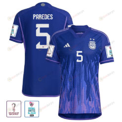 Argentina National Team FIFA World Cup Qatar 2022 Patch Leandro Paredes 5 Away Men Jersey