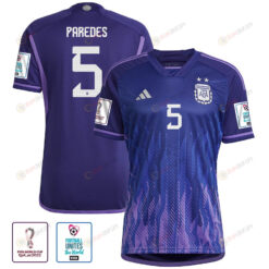 Argentina National Team FIFA World Cup Qatar 2022 Patch Leandro Paredes 5 Away Women Jersey