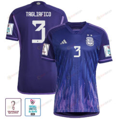 Argentina National Team FIFA World Cup Qatar 2022 Patch Nicol?s Tagliafico 3 Away Women Jersey