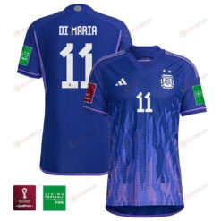 Argentina National Team FIFA World Cup Qatar 2022 Patch ?ngel Di Mar?a 11 Away Men Jersey