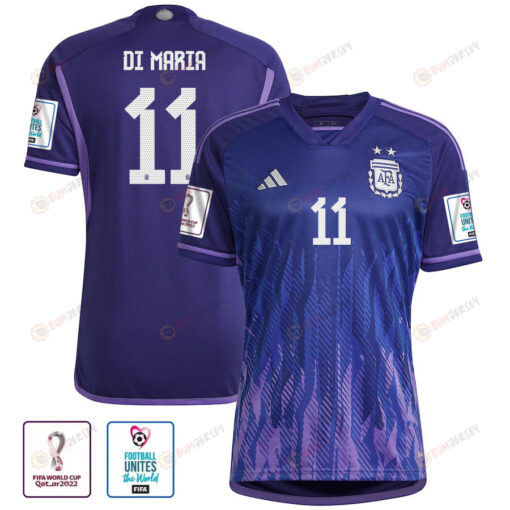 Argentina National Team FIFA World Cup Qatar 2022 Patch ?ngel Di Mar?a 11 Away Women Jersey