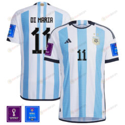 Argentina National Team FIFA World Cup Qatar 2022 Patch ?ngel Di Mar?a 11 Home Men Jersey