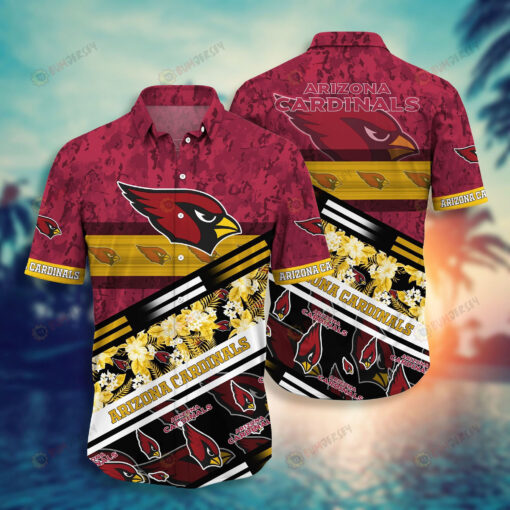 Arizona Cardinals Camo Floral ??3D Printed Hawaiian Shirt