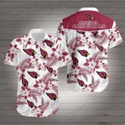 Arizona Cardinals Football Hibiscus Curved Hawaiian Shirt In Red White