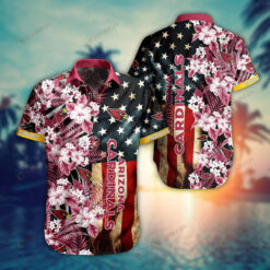 Arizona Cardinals Hawaiian Shirt American Flag And Tropical Palm Pattern