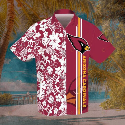 Arizona Cardinals Hawaiian Shirt With Floral And Leaves Pattern