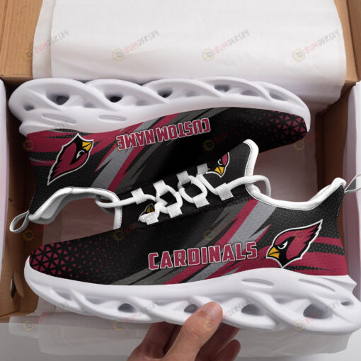 Arizona Cardinals Logo Custom Name Pattern 3D Max Soul Sneaker Shoes In Black And Red