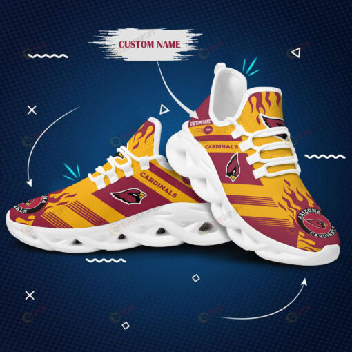 Arizona Cardinals Logo Fire Pattern Custom Name 3D Max Soul Sneaker Shoes