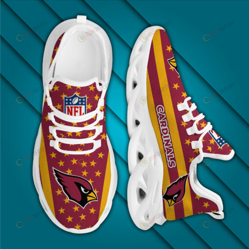 Arizona Cardinals Logo Stripe And Stars Pattern 3D Max Soul Sneaker Shoes