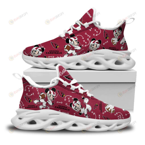 Arizona Cardinals Mickey Logo Custom Name Pattern 3D Max Soul Sneaker Shoes