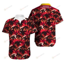 Arizona Cardinals Palm Treen Red Pattern Curved Hawaiian Shirt