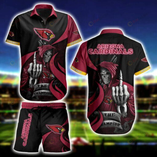 Arizona Cardinals Skull Death Hawaiian Shirt Set