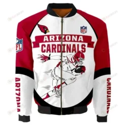 Arizona Cardinals Team Logo Pattern Bomber Jacket - Red And White