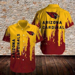 Arizona Cardinals Yellow Red Pattern Short Sleeve Curved Hawaiian Shirt